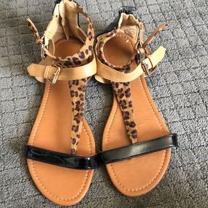 Leopard gladiator sandals